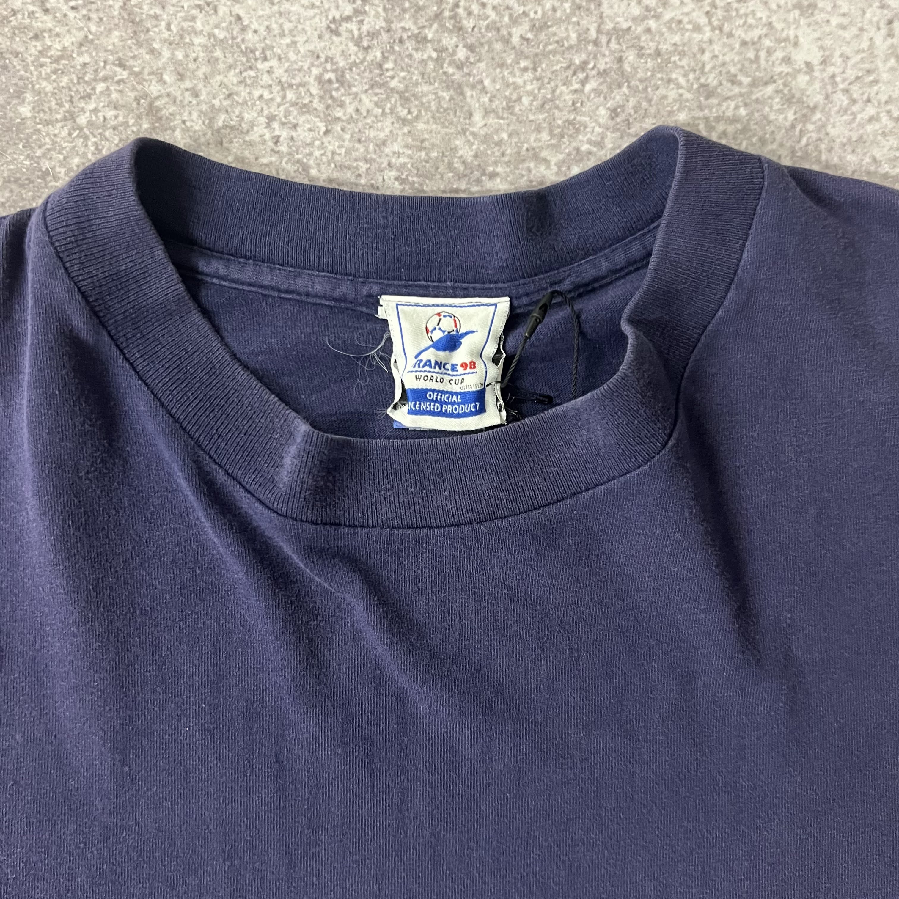 90s World Cup, France France98 Blue Sun Faded Tee XL