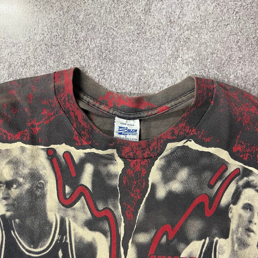 90s Chicago Bulls NBA Salem Sportswear All Over Print Single Stitch Tee L