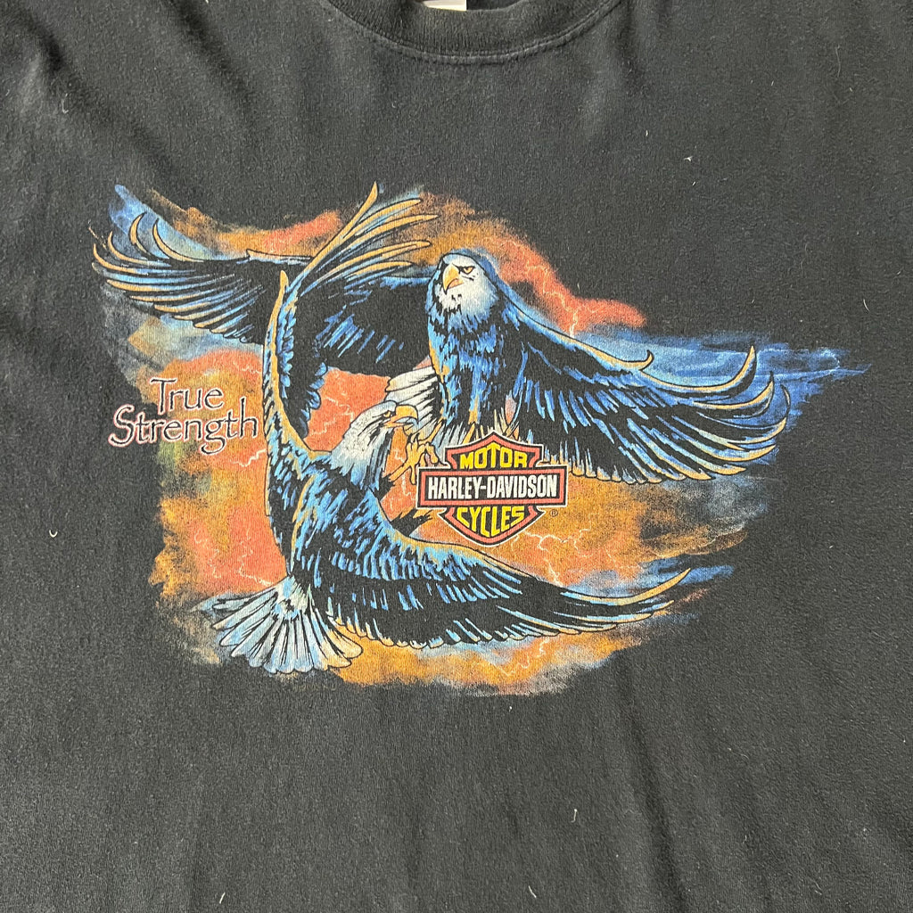 Y2K Harley Davidson Portland, Maine Worn In Tee XXL