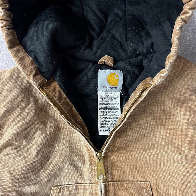 Y2K Carhartt Kids Quilt Lined Workwear Outdoor Tan Jacket M