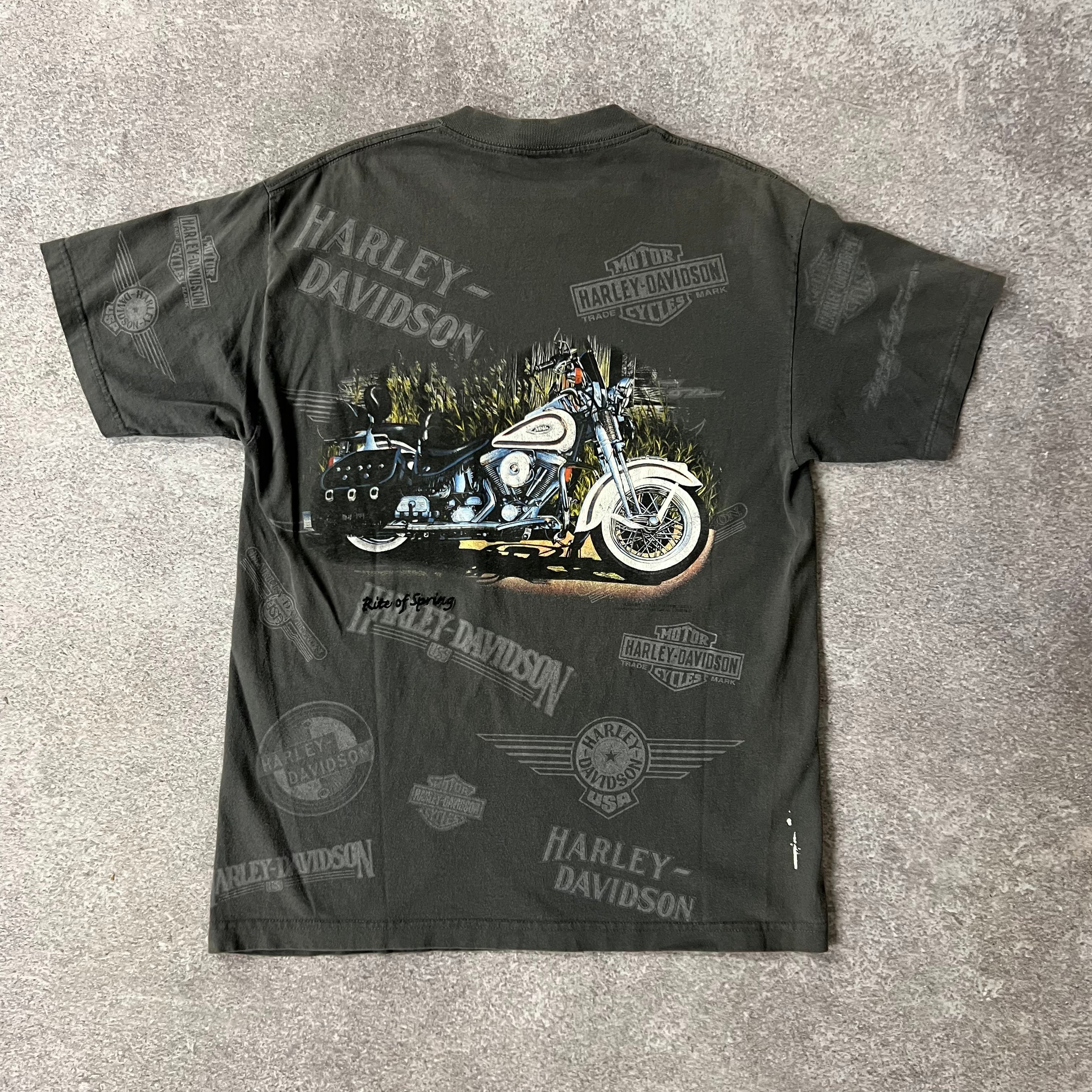 Y2K Harley Davidson Gray Worn In Tee L