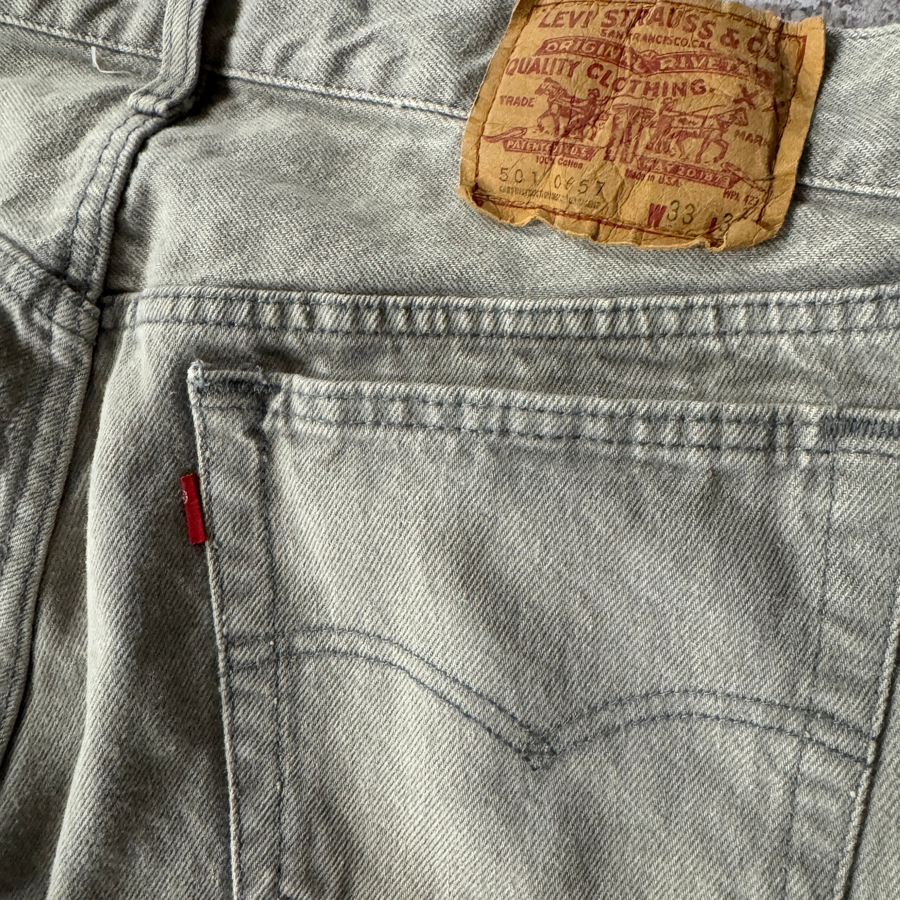 90s Levi's 501 Gray Worn In Jeans 33W x 36L