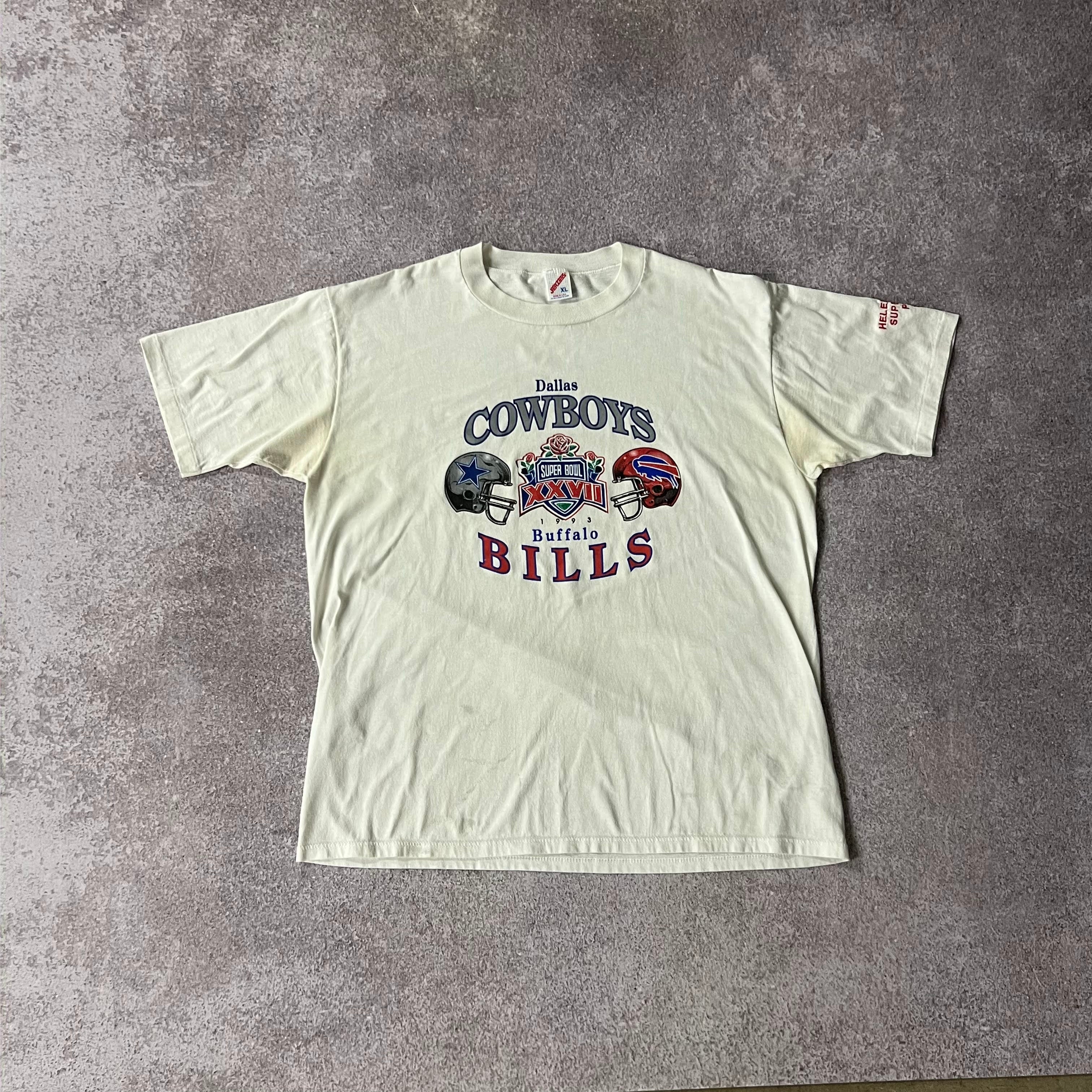 90s Cowboys vs Bills Jerzees Big Logo Tee XL