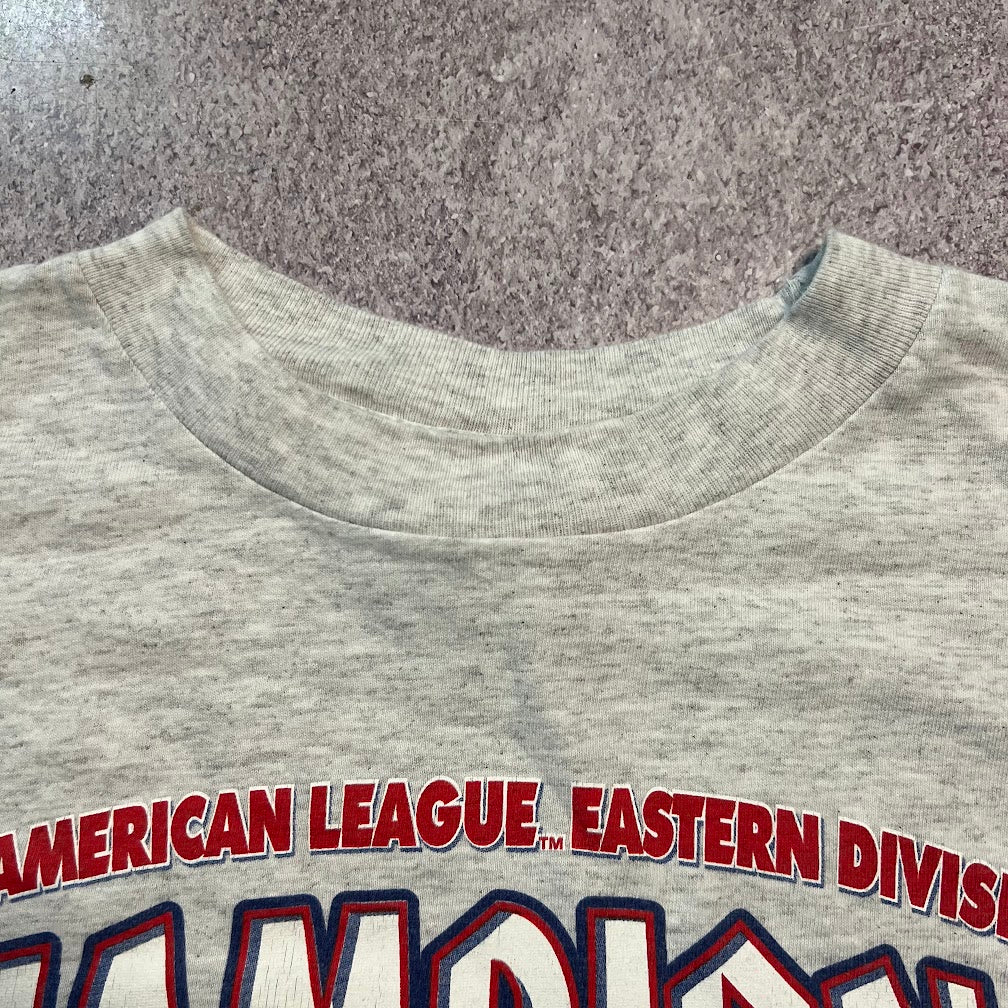 90s New York Yankees MLB Sport Attack Big Logo Double Stitch Vintage Tee L