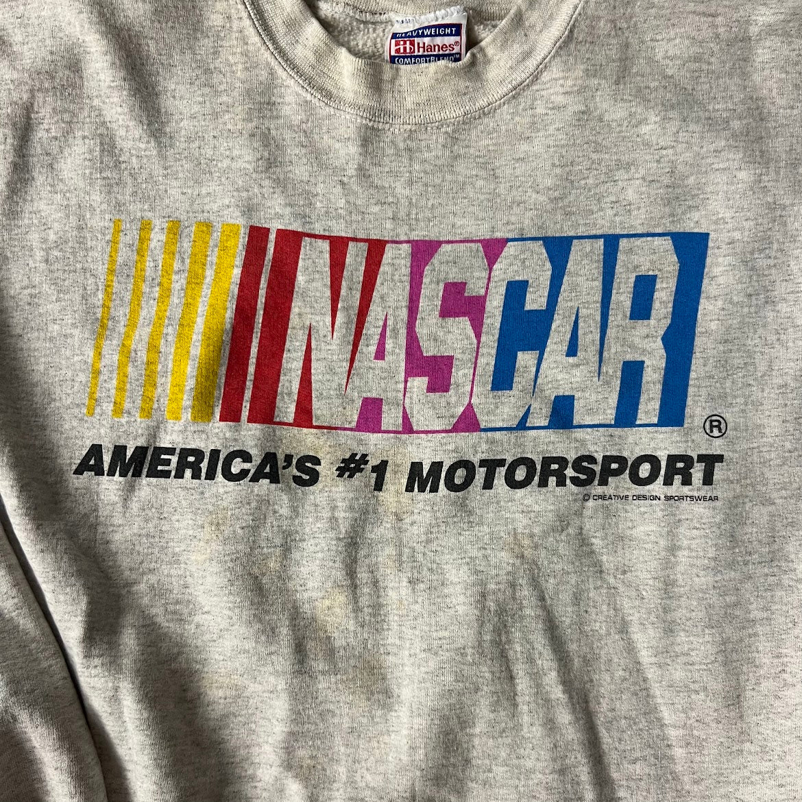90s NASCAR Hanes Big Logo Faded Vintage Crewneck Sweatshirt L