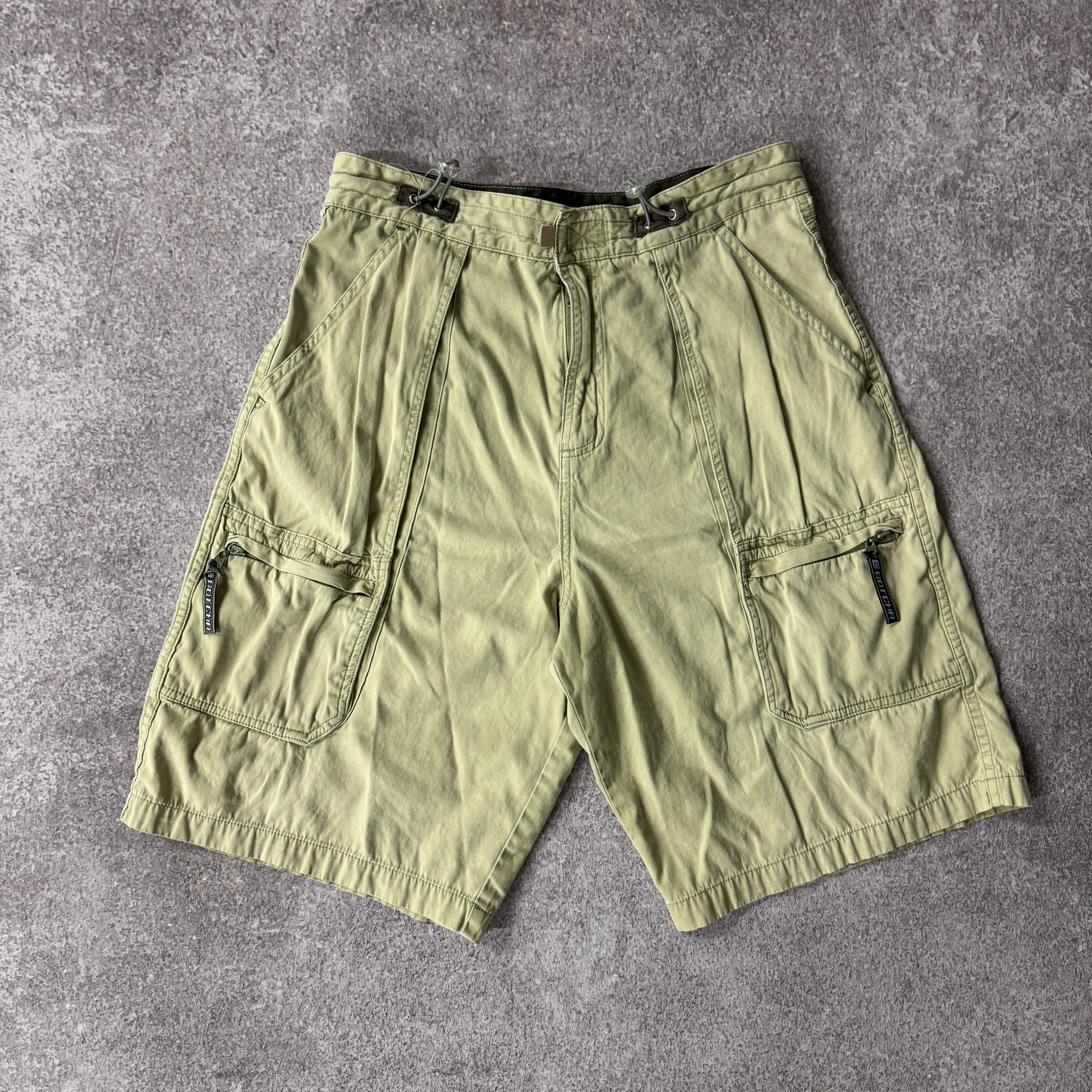 Y2K Gotcha Cargo Shorts Brown Oversized 32W x 11L