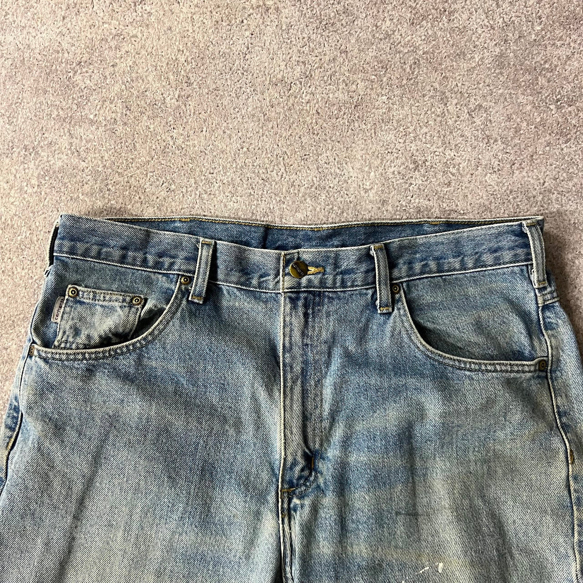 Modern Carhartt Workwear Faded Regular Blue Vintage Pants 36x32
