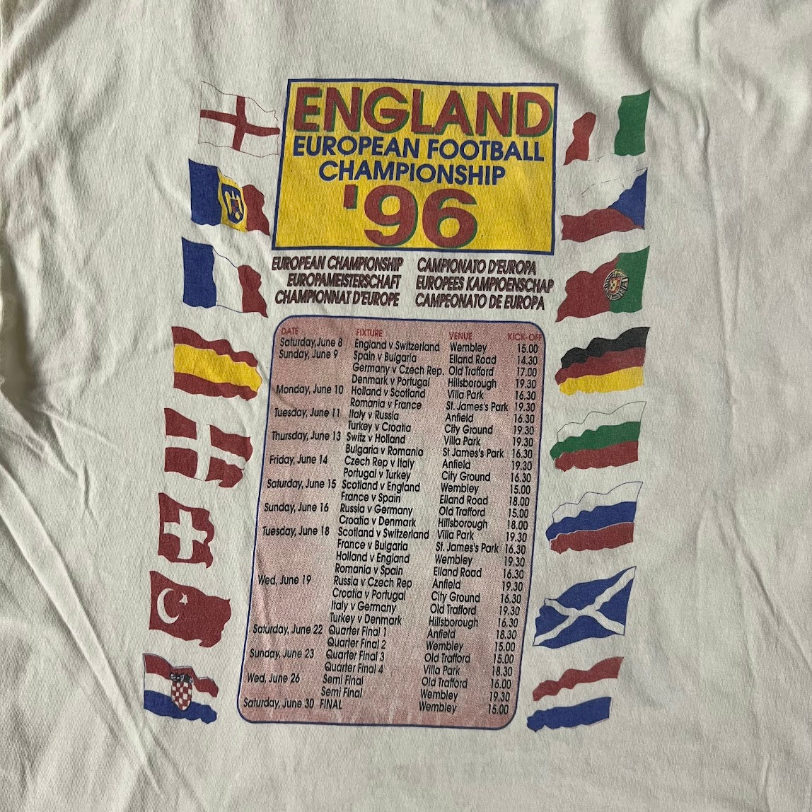 90s Soccer European Soccer Championship Cream Back Graphic Tee L