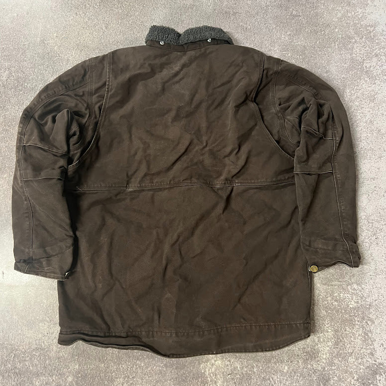 2010s Carhartt Sherpa Fleece Lined Workwear Outdoor Brown Jacket XL
