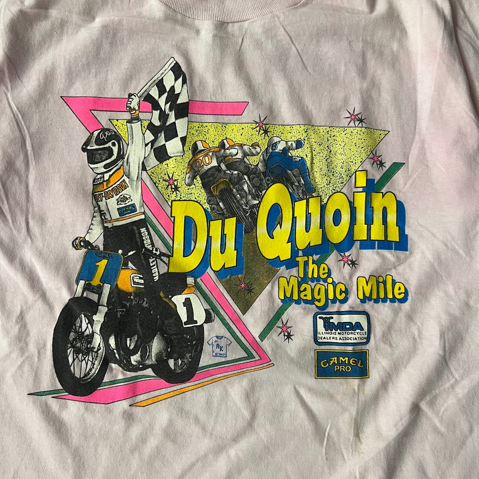 1990 Magic Mile at Du Quoin IL Motorsports Screen Stars Big Logo Pink Tee XL