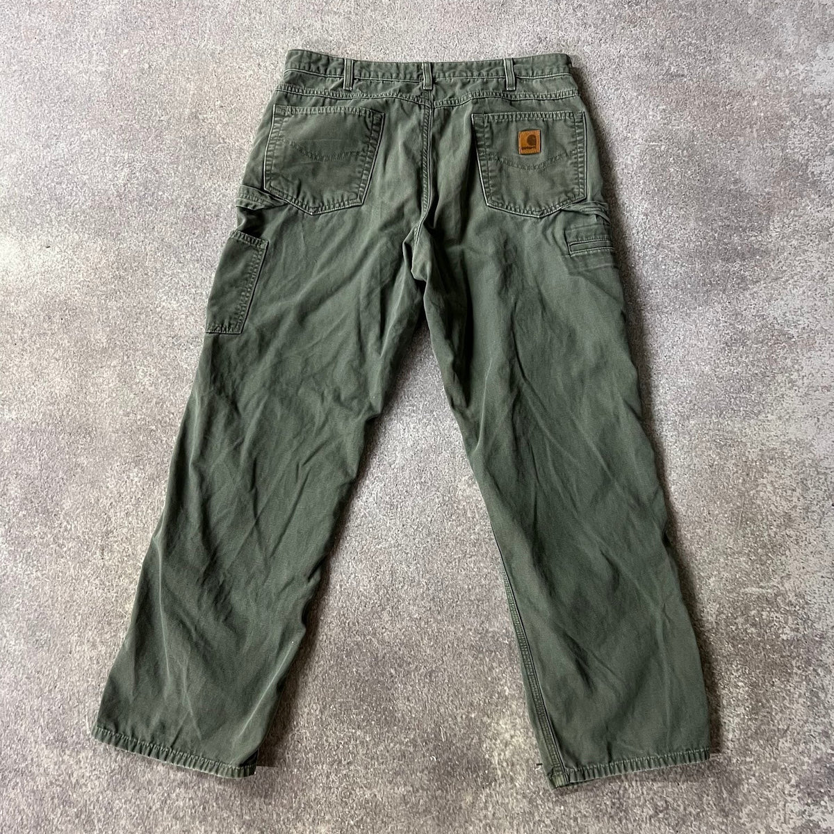 2010s Carhartt Workwear Faded Loose Green Vintage Pants 36x32