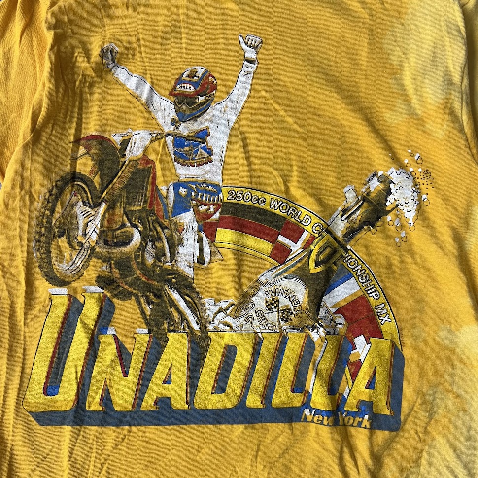 80s Unadilla World Championship Motocross Anvil Bleached Yellow Tee S