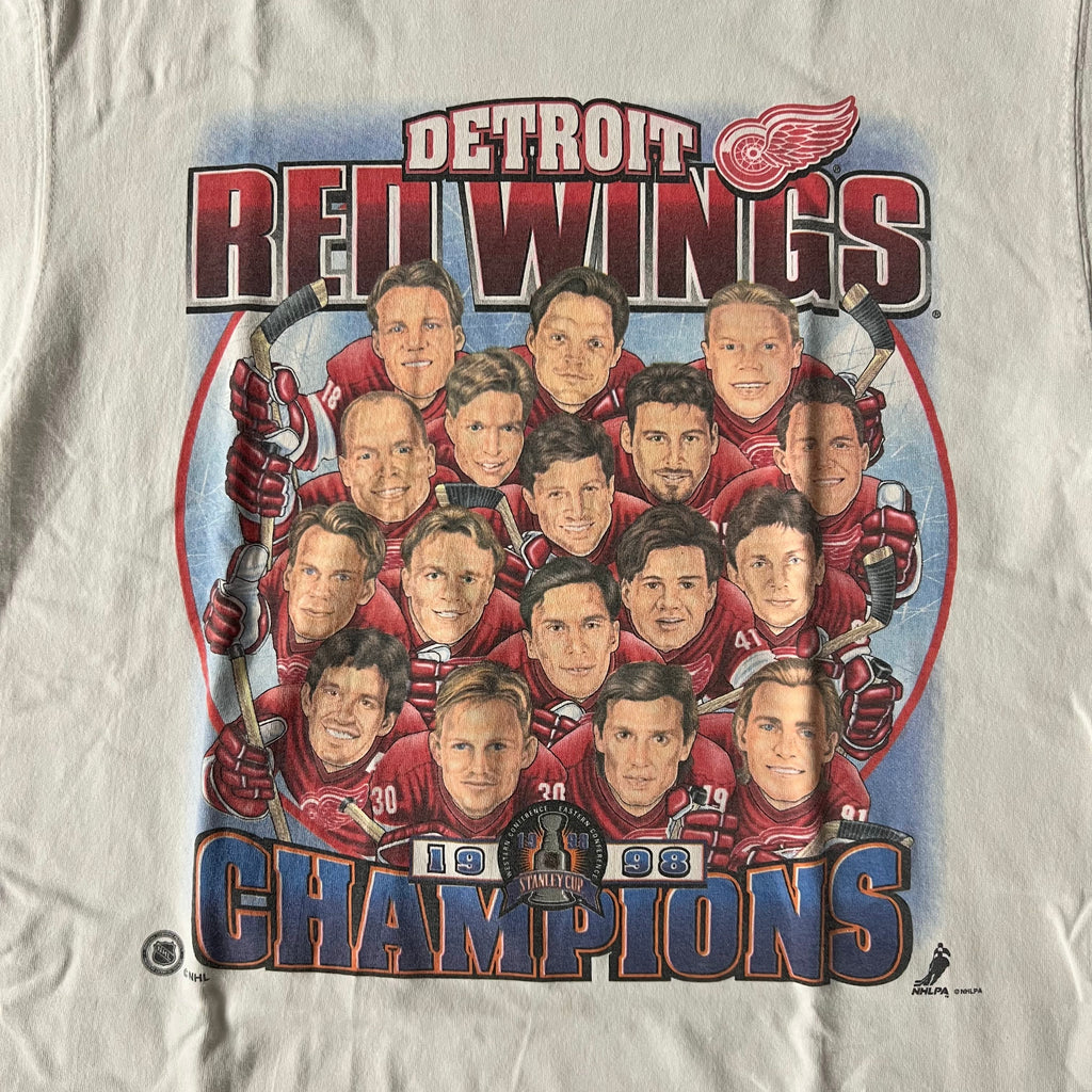 90s Detroit Red Wings Fruit of the Loom Big Logo Faded Tee M