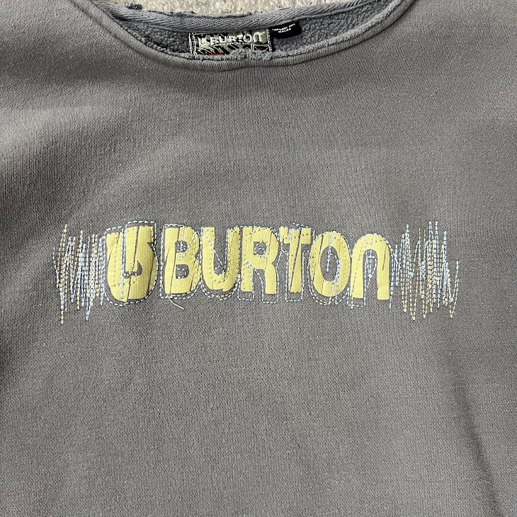 Y2K Burton Big Logo Embroidered Distressed Vintage Crewneck Sweatshirt M
