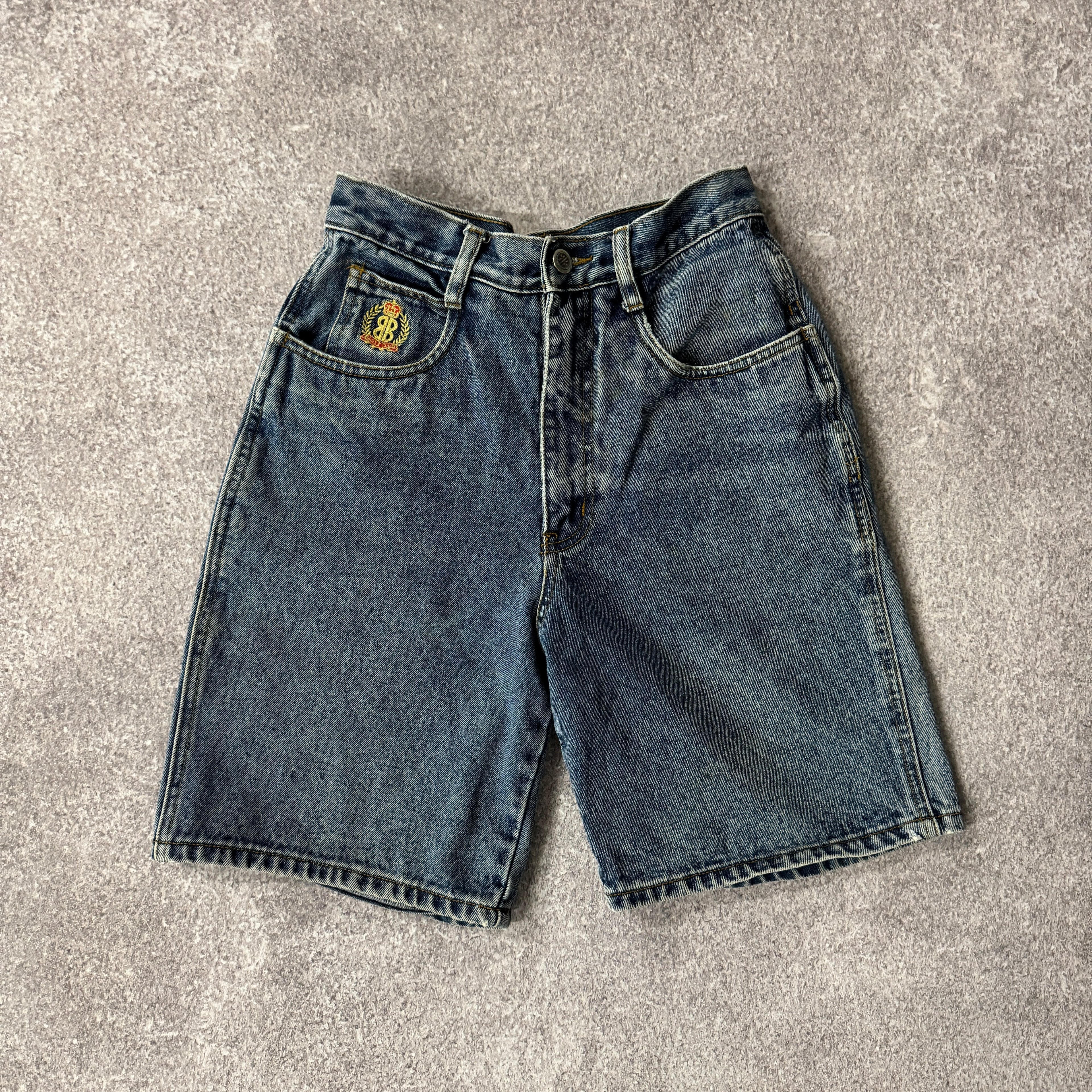 90s Bill Blass Petites Denim Shorts Blue Embroidered Size 4P