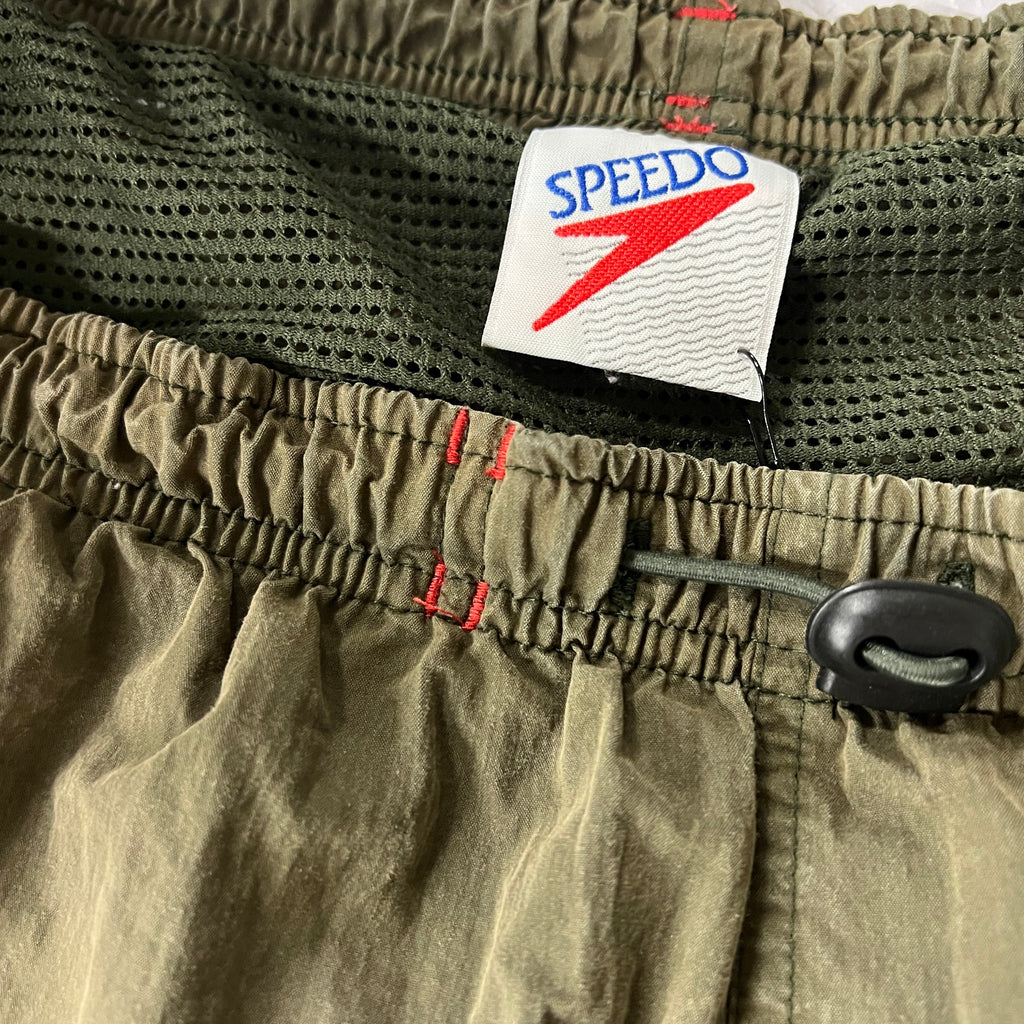 90s Speedo Green Swim Trunks XL