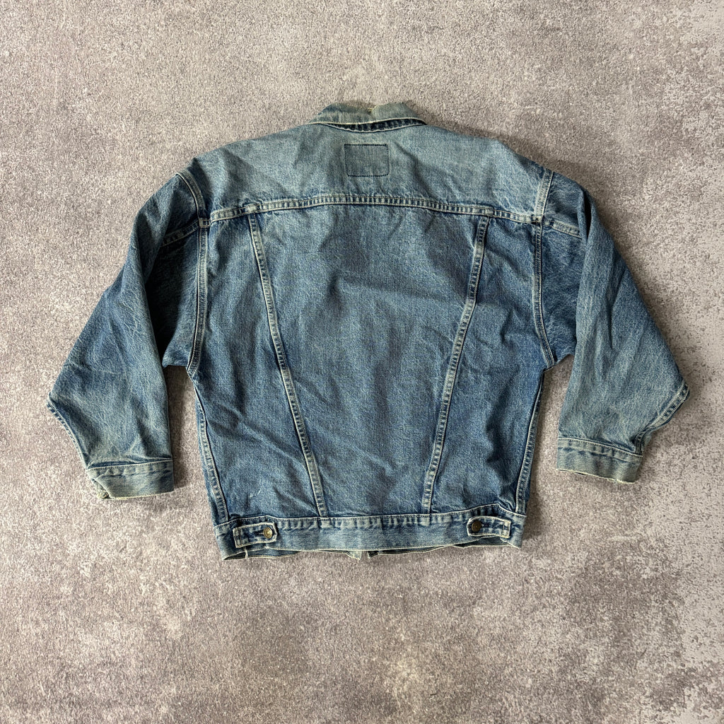 90s Levi's Medium Wash/Denim Trucker Jacket Blue Distressed S
