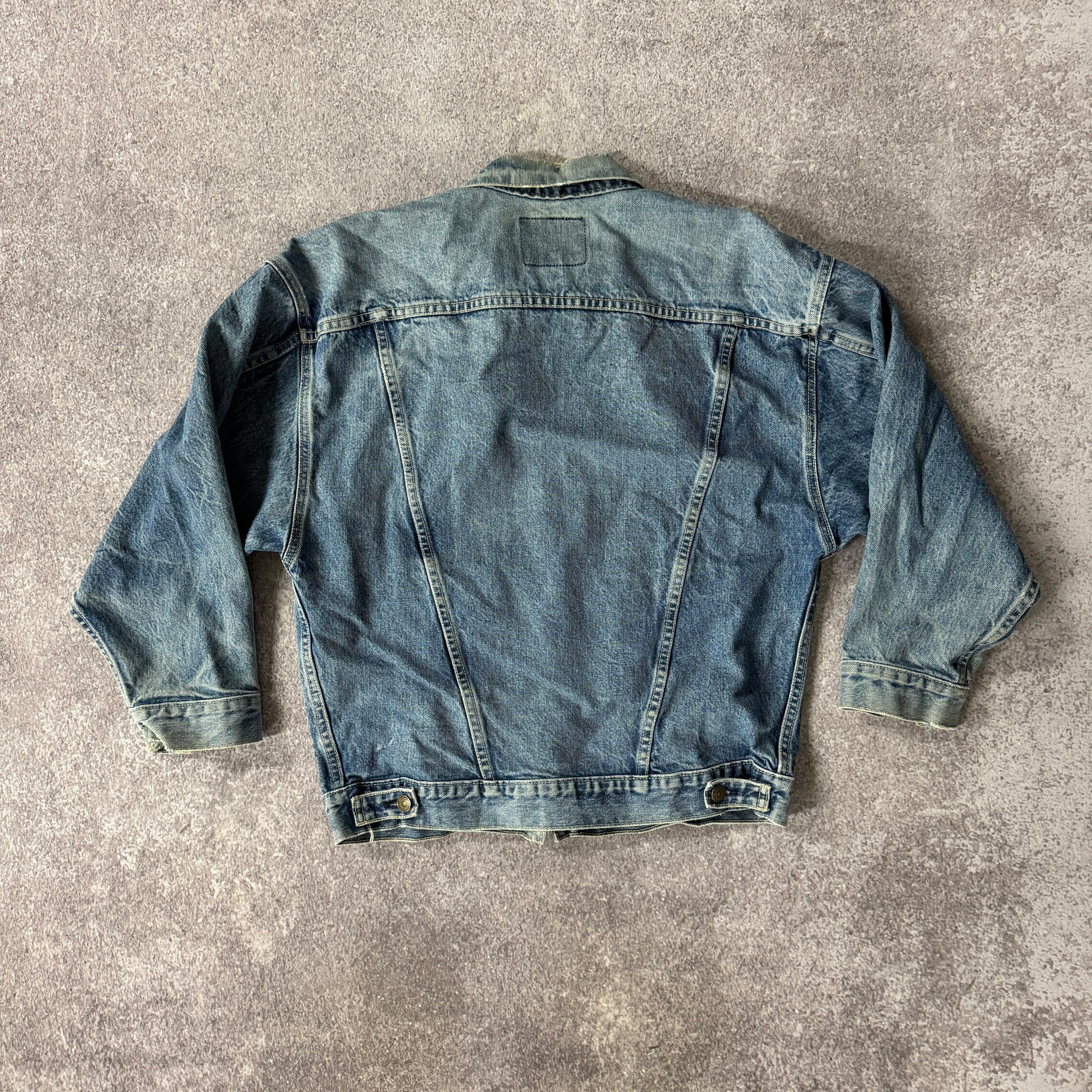 90s Levi's Medium Wash/Denim Trucker Jacket Blue Distressed S