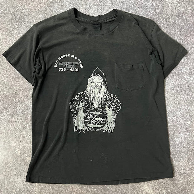 80s Motor Magic Platinum Plus Biker Distressed Single Stitch Tee L