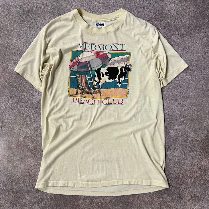 80s Vermont Beach Club Hanes Faded Distressed Single Stitch Vintage Tee XL