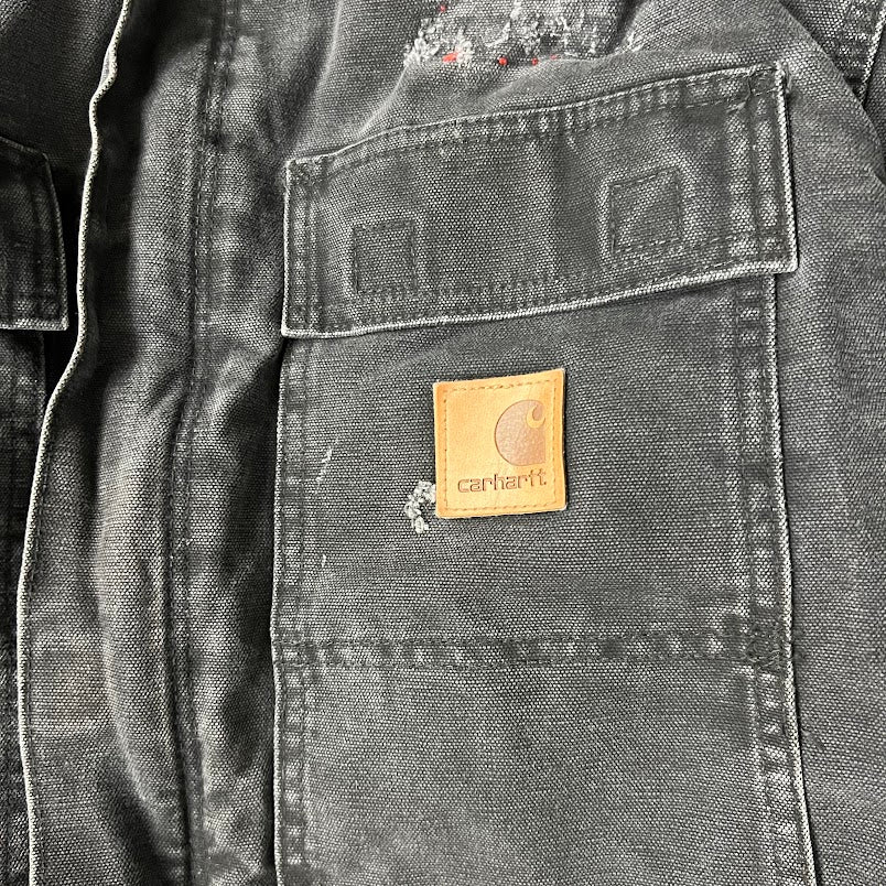 2010s Carhartt Corduroy Collar Quilt Lined Workwear Black Jacket XL