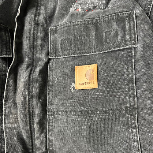 2010s Carhartt Corduroy Collar Quilt Lined Workwear Black Jacket XL
