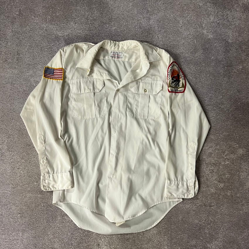 70s Cornwall Volunteer Fire Department Russell Vintage Button Down M