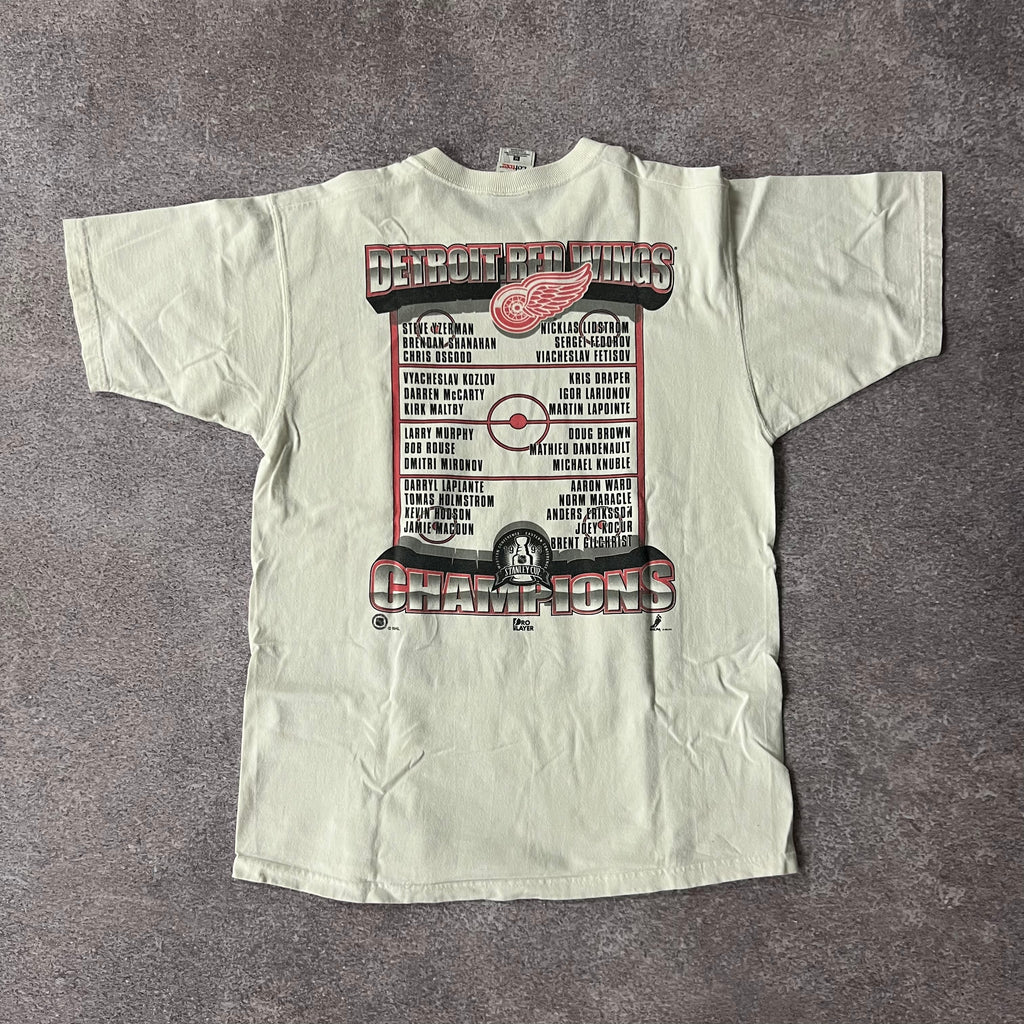 90s Detroit Red Wings Fruit of the Loom Big Logo Faded Tee M