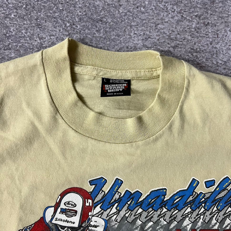 80s Unadilla Motocross Screen Stars Big Logo Back Graphic Single Stitch Tan Tee L
