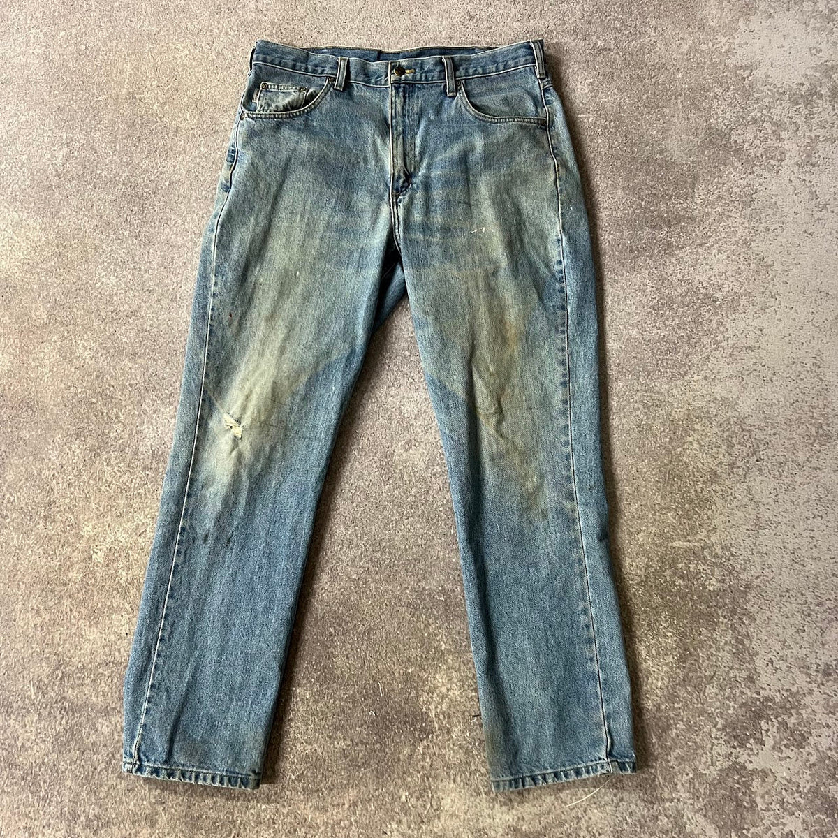 Modern Carhartt Workwear Faded Regular Blue Vintage Pants 36x32