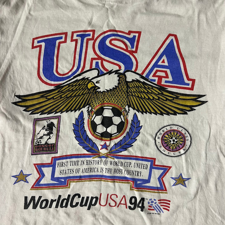 90s USA World Cup Soccer Brockum Big Logo Faded Vintage Tee L