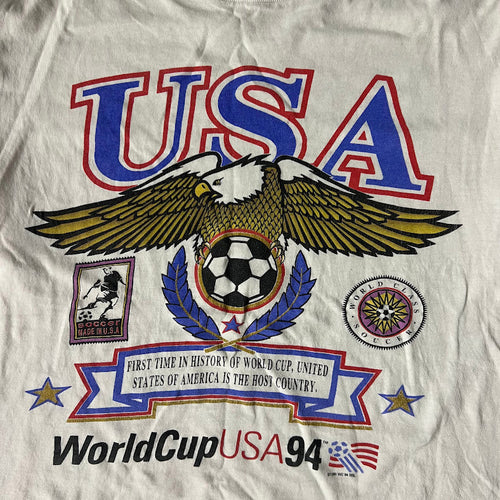 90s USA World Cup Soccer Brockum Big Logo Faded Vintage Tee L