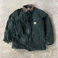Y2K Carhartt Corduroy Collar Quilt Lined Workwear Black Jacket M
