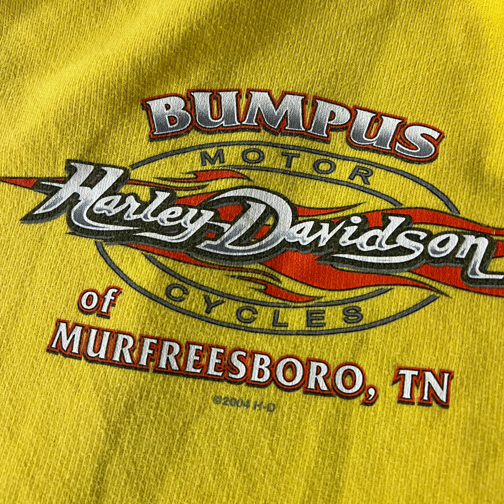 Y2K Harley Davidson Murfreesboro TN Yellow Distressed Zip Up Hoodie S