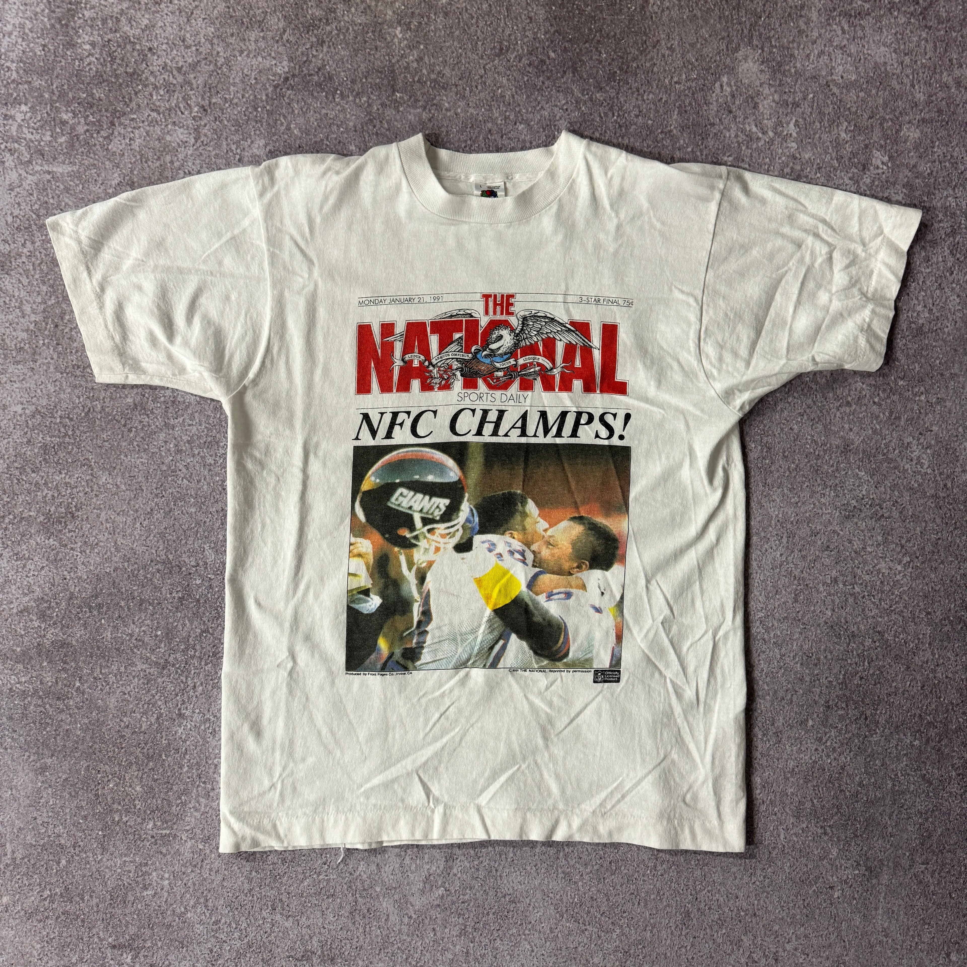 90s New York Giants Fruit of the Loom Big Logo Single Stitch Tee L