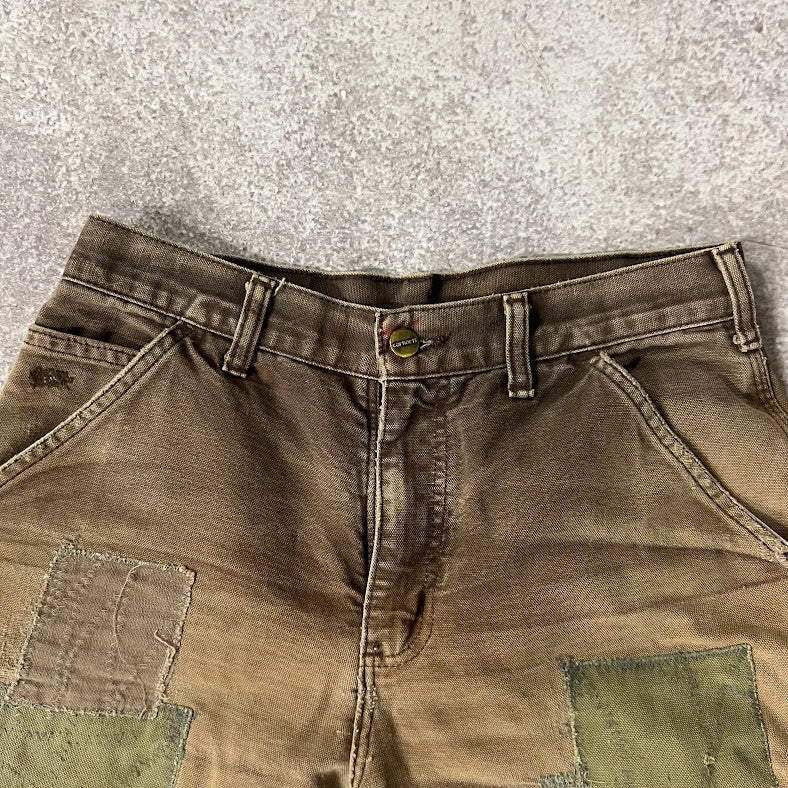 90s Carhartt Workwear Distressed Patchwork Heavyweight Brown Jeans 30x29