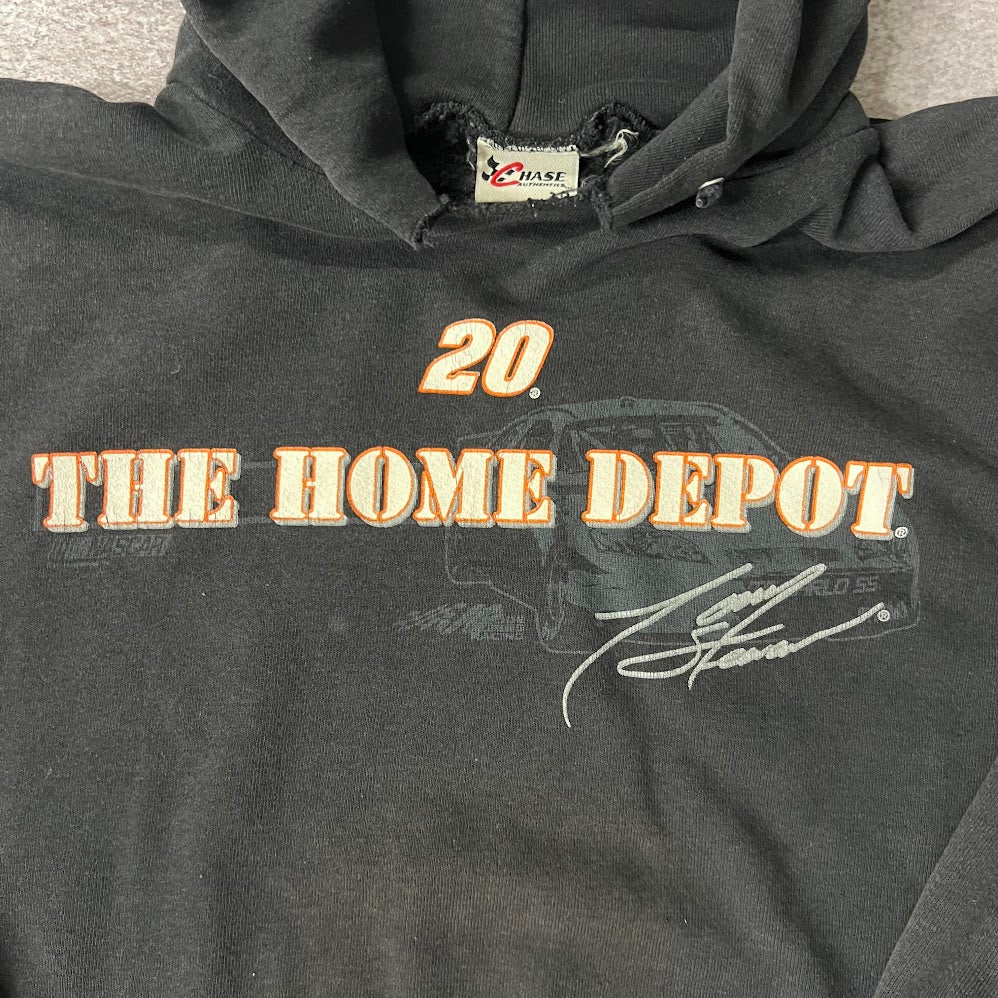 Y2K Tony Stewart NASCAR #20 Chase Authentics Big Logo Cracked Print Hoodie L
