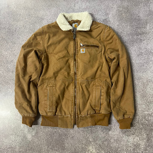 2010s Carhartt Sherpa Lined Workwear Outdoor Tan Jacket S