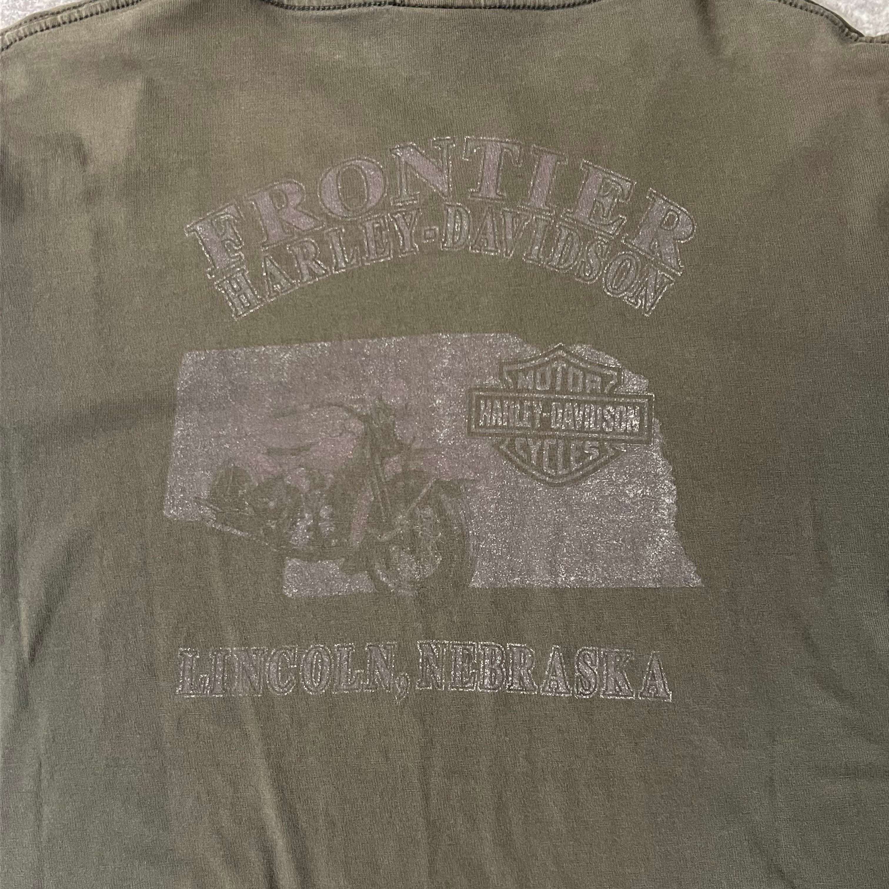Y2K Harley Davidson Lincoln, Nebraska Brown Sun Faded Tee XL