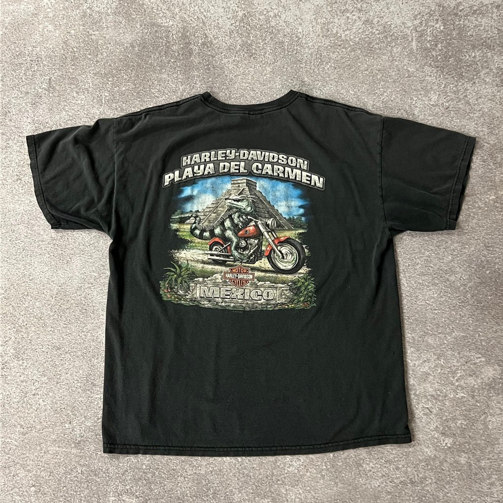 2010s Harley Davidson Playa Del Carmen, Mexico Distressed Tee L