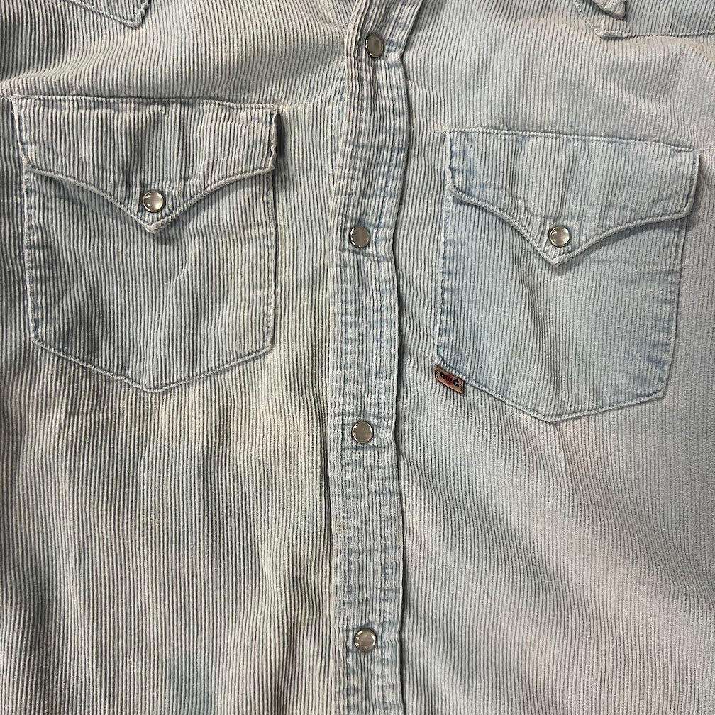 70s GWG Pearl Snap Western Faded Distressed Vintage Button Down Shirt M