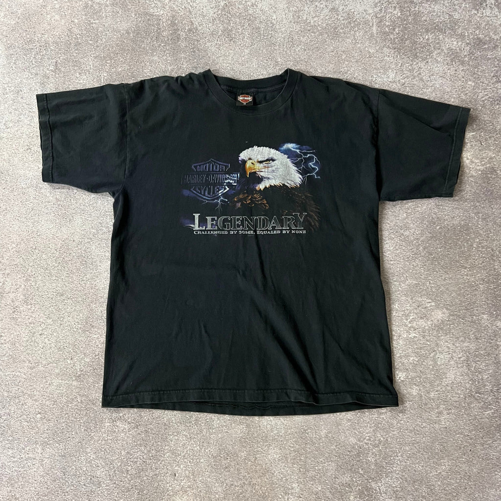 Y2K Harley Davidson Portland, Maine Worn In Tee XXL
