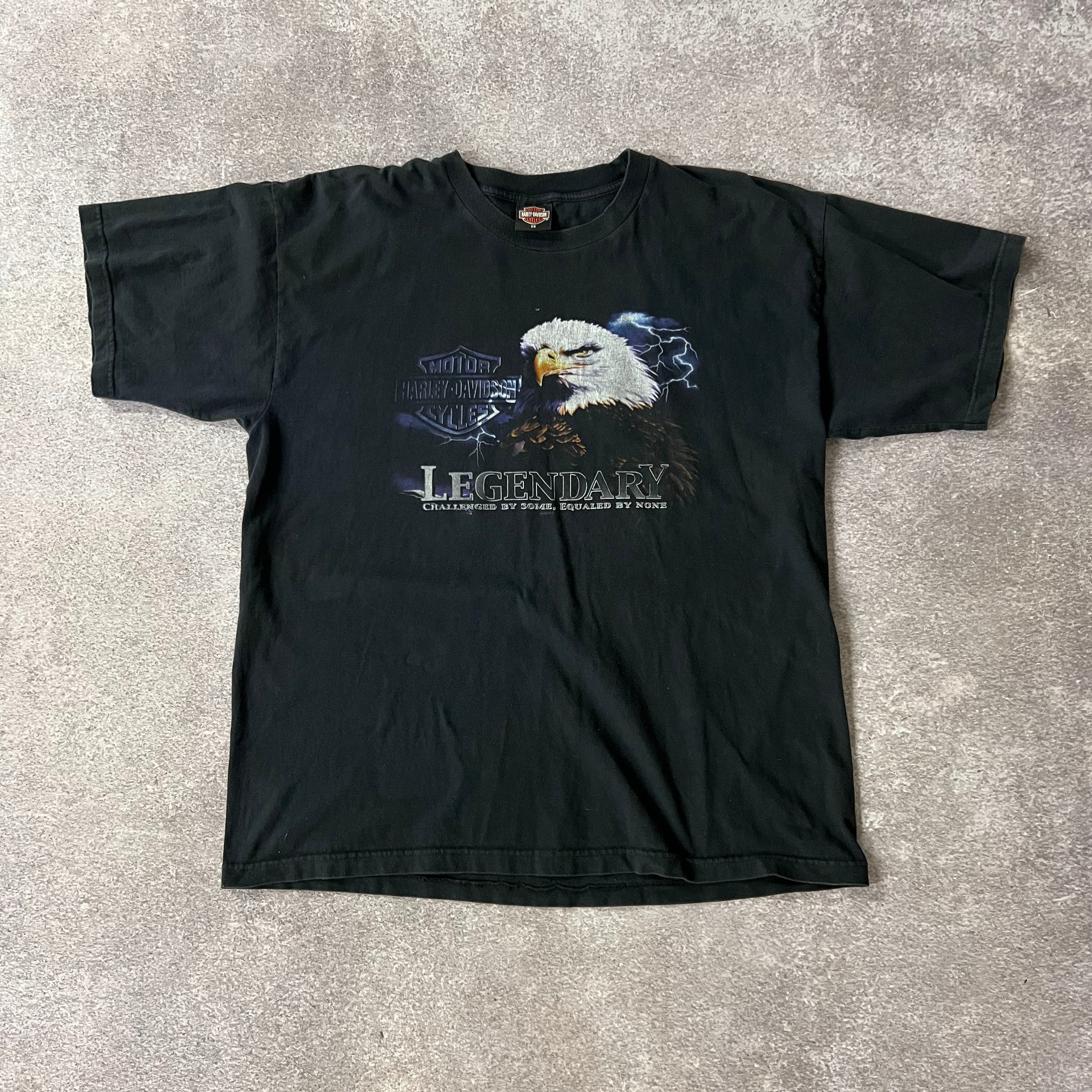 Y2K Harley Davidson Portland, Maine Worn In Tee XXL
