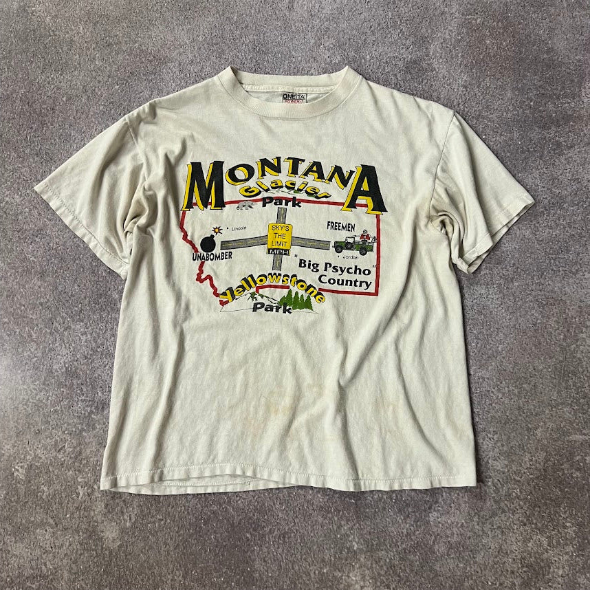 90s Montana Oneita Single Stitch Made in USA Vintage Graphic Tee L