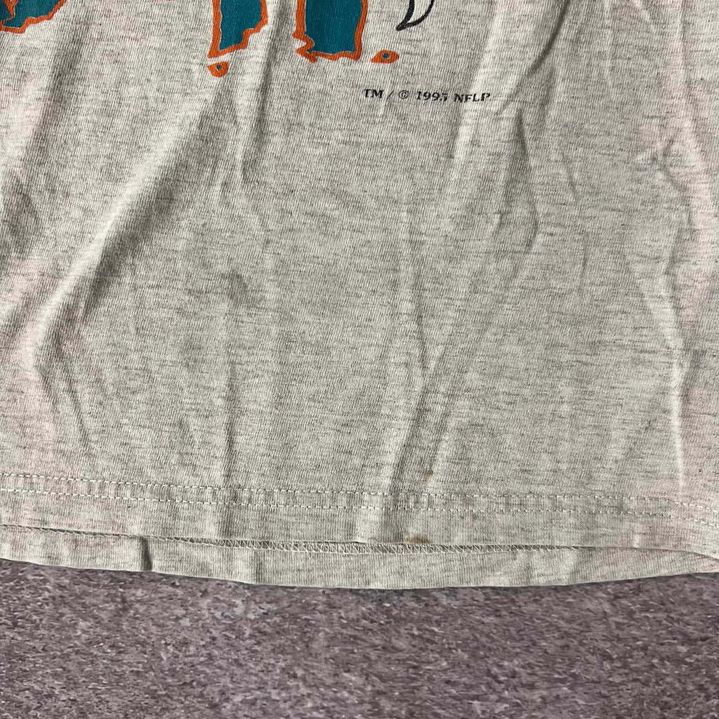 90s Miami Dolphins Nutmeg Mills Sun Faded Double Stitch Tee XL