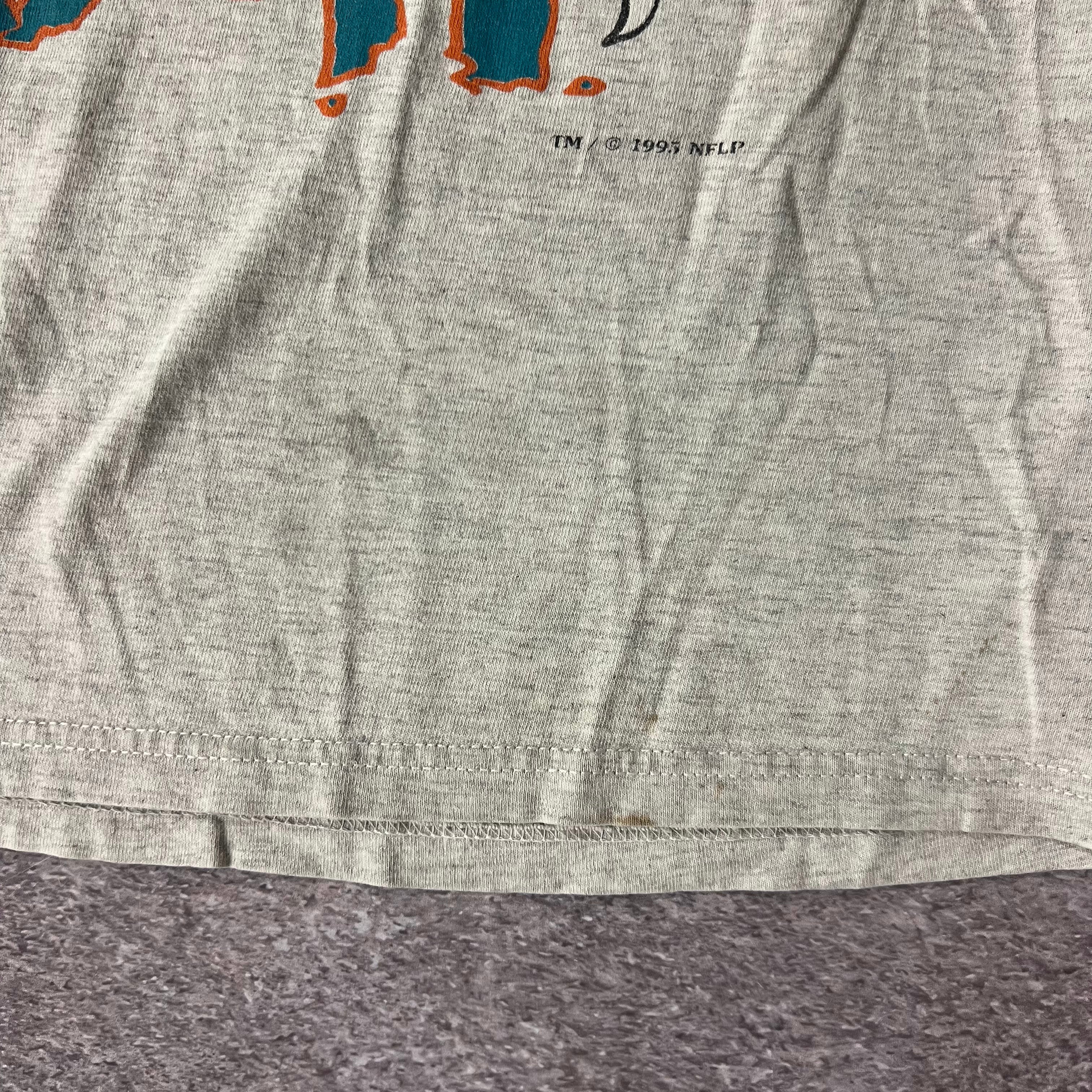 90s Miami Dolphins Nutmeg Mills Sun Faded Double Stitch Tee XL