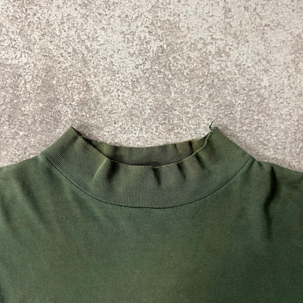 90s Harley Davidson Mockneck Green Distressed Long Sleeve Tee L