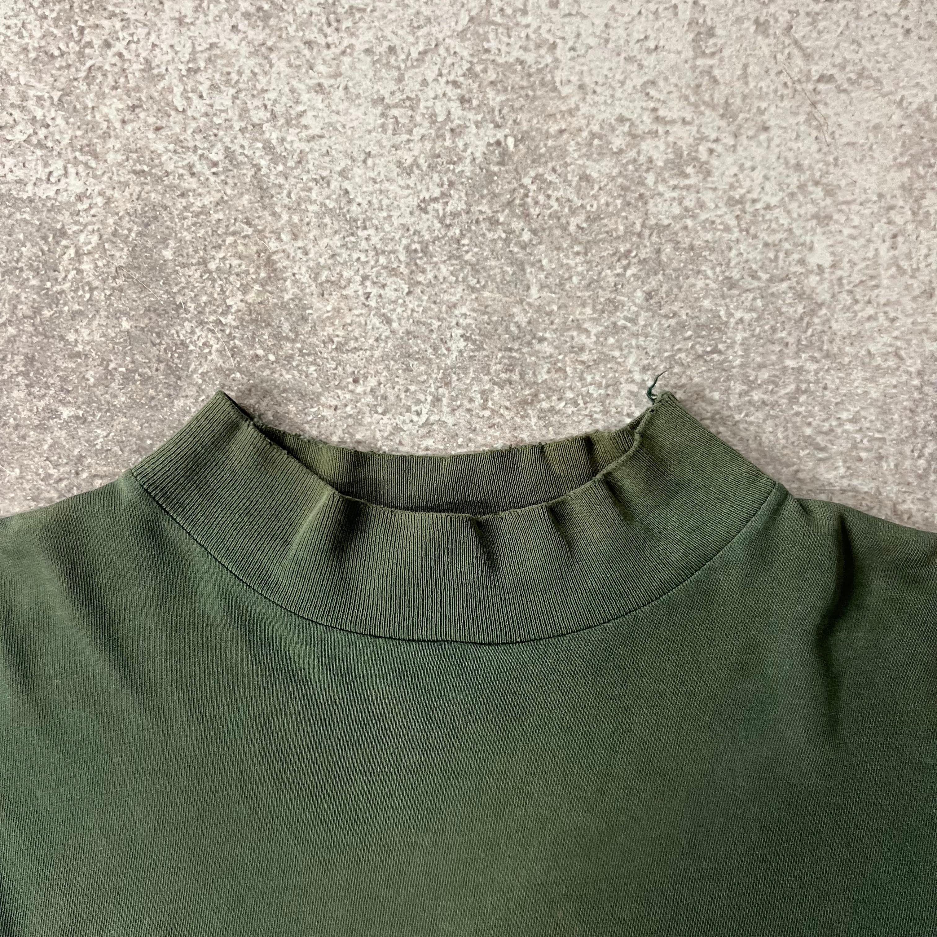 90s Harley Davidson Mockneck Green Distressed Long Sleeve Tee L