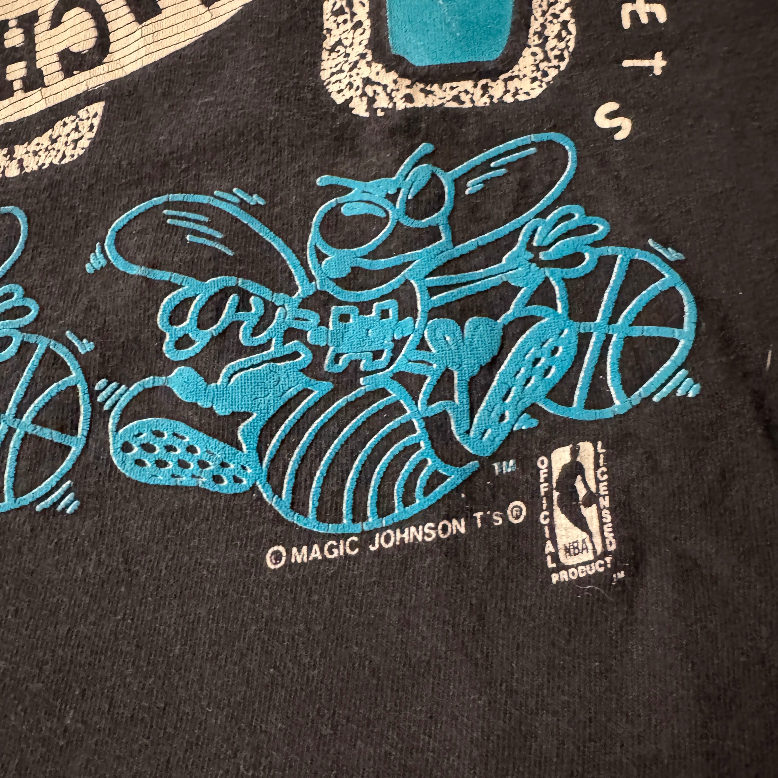 90s Charlotte Hornets Magic Johnson T's All Over Print Tee XL