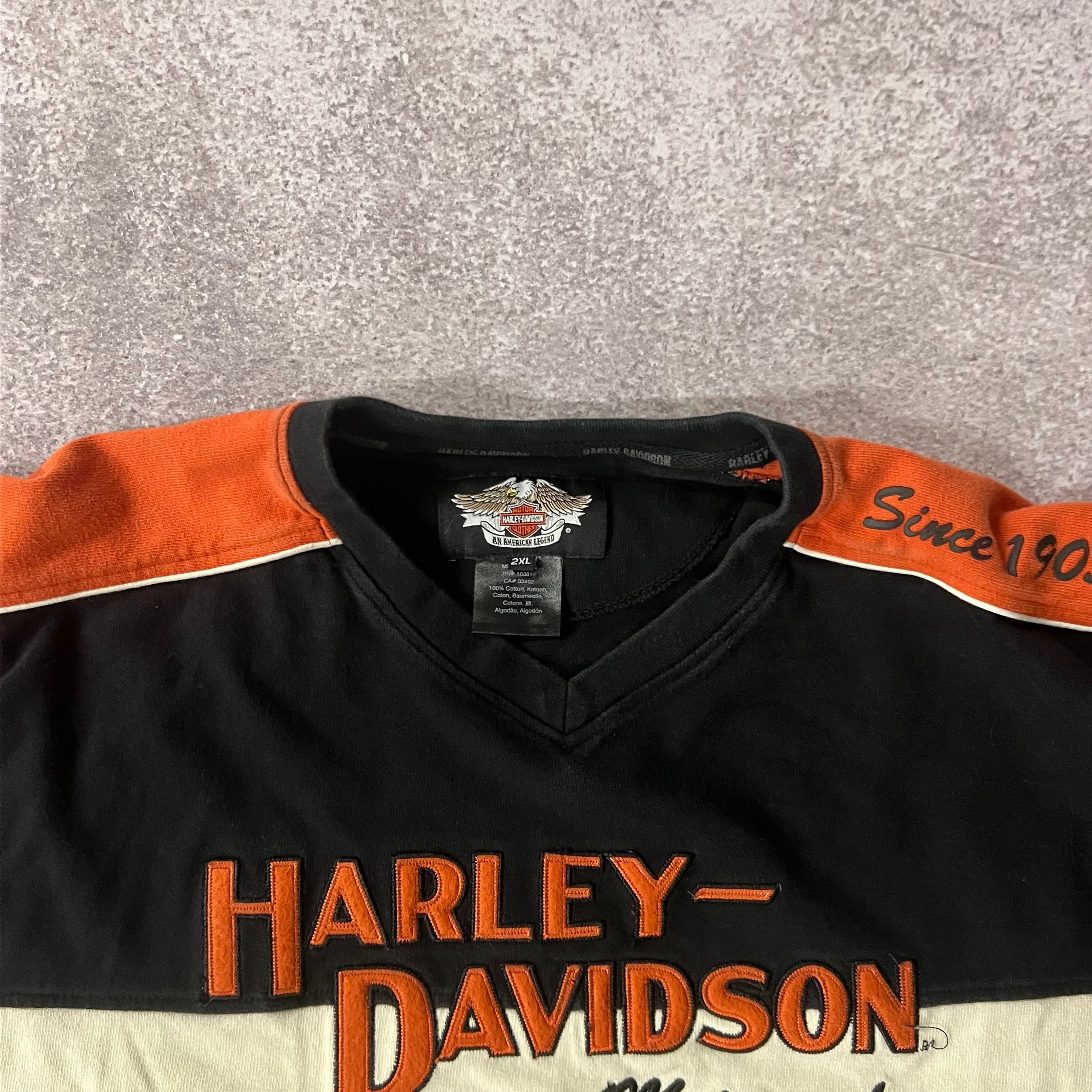 Y2K Harley Davidson Embroidered Back Graphic Long Sleeve Tee XXL